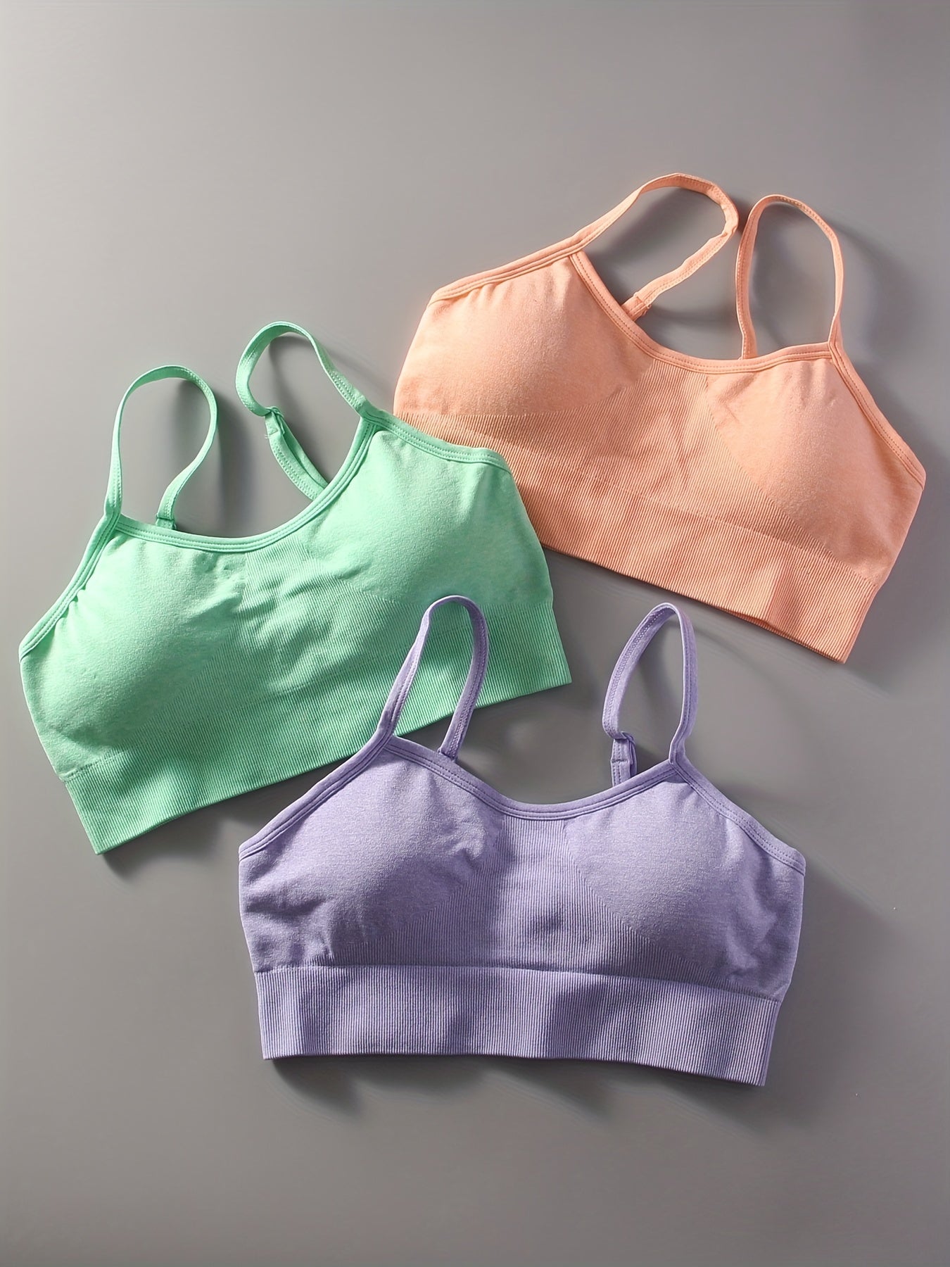 3 Solid Sports Bra Chest Pad Moisture Wicking Yoga Fitness Tank Top