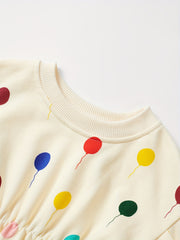 Baby Girl Colorful Balloon Long-sleeved Cotton Dress