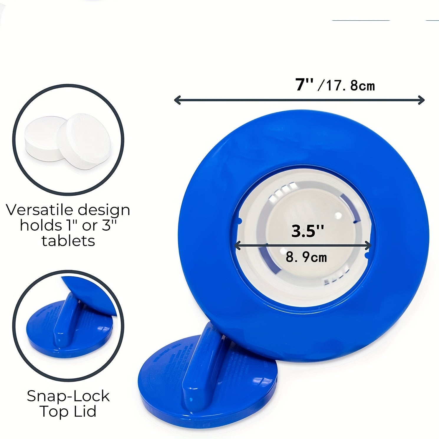 Strong Pool Chlorine Dispenser, Fits 3 Tablets, Adjustable Release