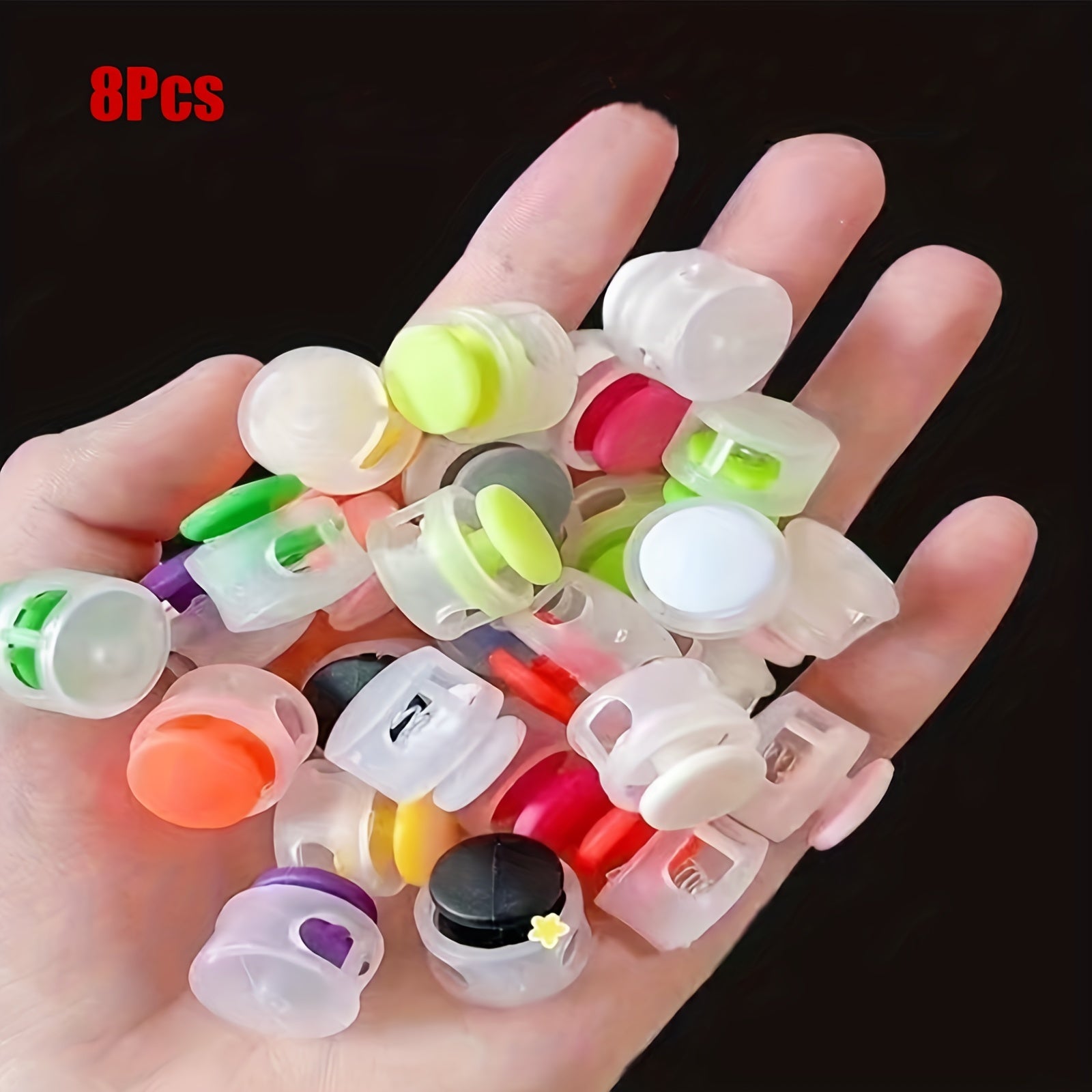 16pcs Round Ball Plastic Drawstring Cord Locks Double Hole Stopper