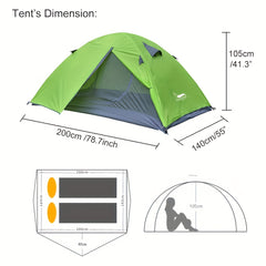 Outdoor Camping Double Layer Tent for 2 People Rainproof & Sunscreen