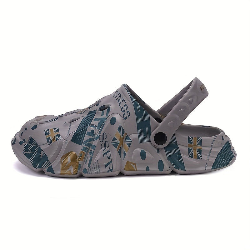 Men's Flag Graphic Print Clog Sandals Strap Casual Outdoor Walking Shoes