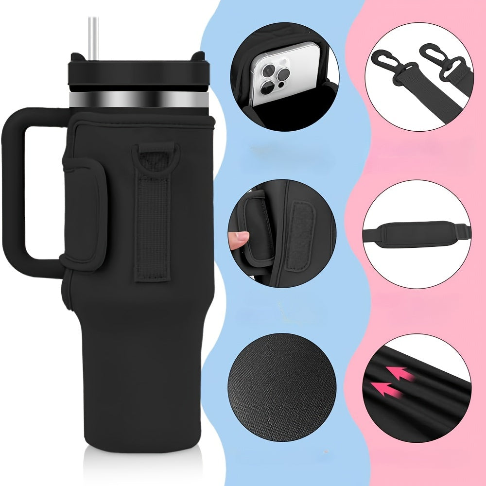 Water Bottle Carrier Bag With Pouch Strap For 40oz Tumbler