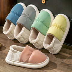 Colorblock Quilted Slippers Slip On Waterproof Home