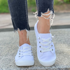 Women's Lace Up Canvas Sneakers Lightweight Casual Flat Shoes