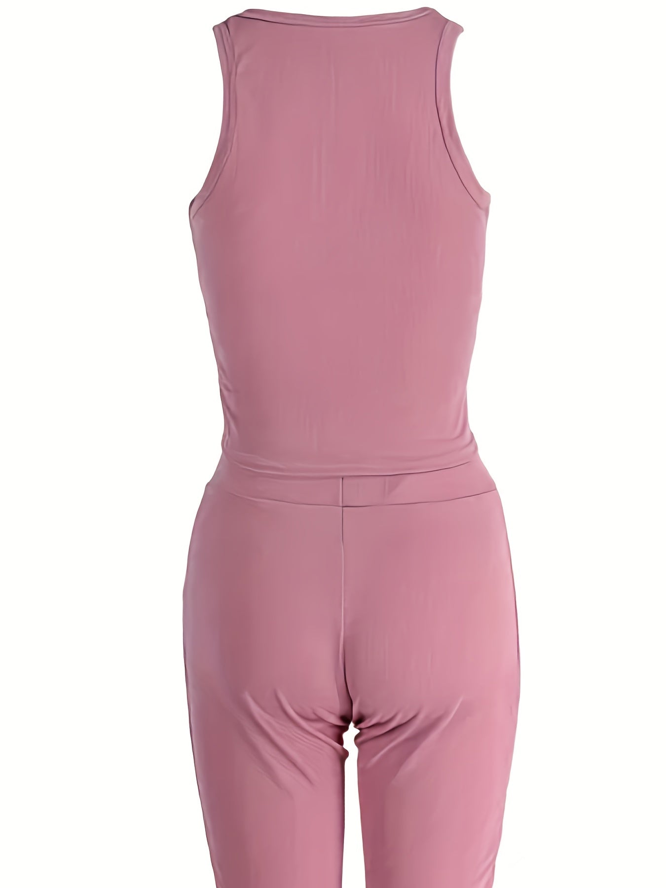 Casual Crew Neck Tank Top & High Waist Shorts Set