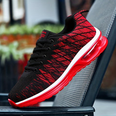 Men's Breathable Knit Sneakers Lace Up Air Cushion Walking Shoes