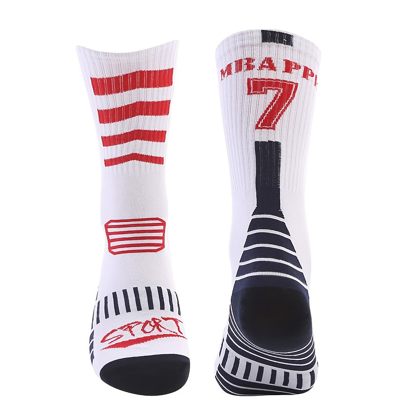 2pairs Mid-Calf Football Socks Sweat Absorbing Wear Resistant