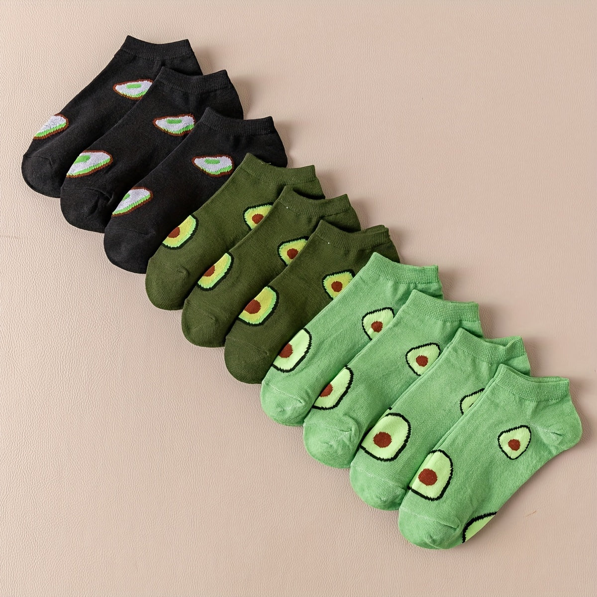 10 Pairs Avocado Print Socks Soft Lightweight Low Cut Ankle Socks