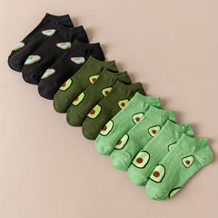 10 Pairs Avocado Print Socks Soft Lightweight Low Cut Ankle Socks