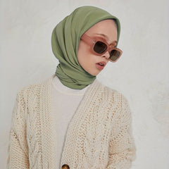 Chiffon Square Scarf Solid Hijab Soft Shawl Casual Headscarf Women Turban