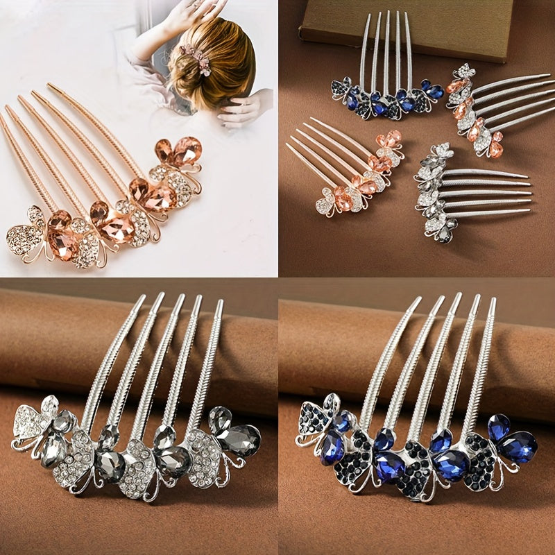 Rhinestone Butterfly Hair Comb Metal Headwear