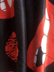 Women's Plus Abstract Red Lip Print High Rise Skinny Shorts