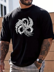 Dragon Loong Print Men's Graphic Crew Neck T shirt Casual Comfy Tees Tshirts