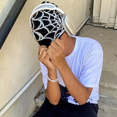 Unisex Spider Web Hip hop Jacquard Beanie Knitted Hat
