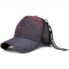 Glitter Hip Hop Trucker Hat Ribbon Decor Cotton Breathable Sunshade Baseball Cap