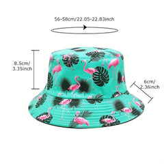 Flamingo Print Fisherman Hat Sun Hat Men Women Outdoor Sunscreen Basin Hat