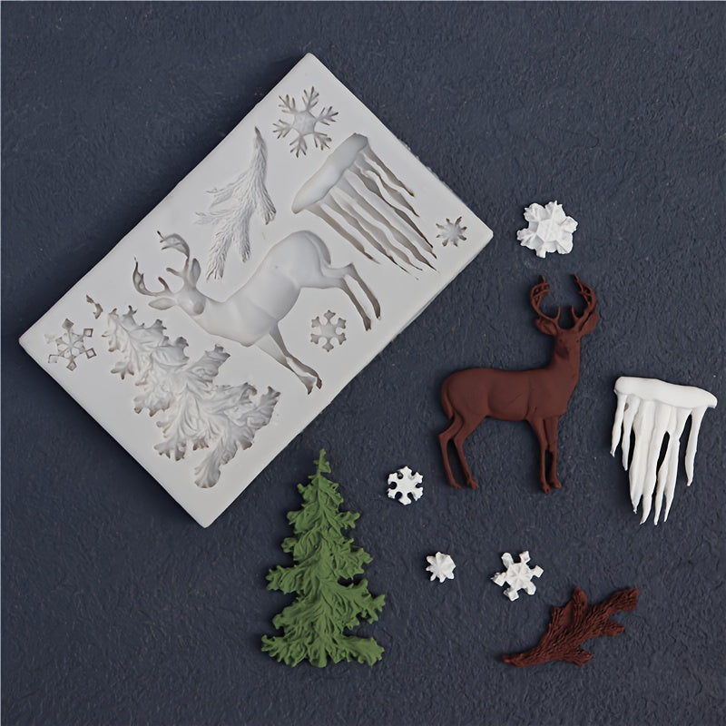 Christmas Elk Silicone Mold 3D Winter Deer Candy Chocolate DIY Baking Tool