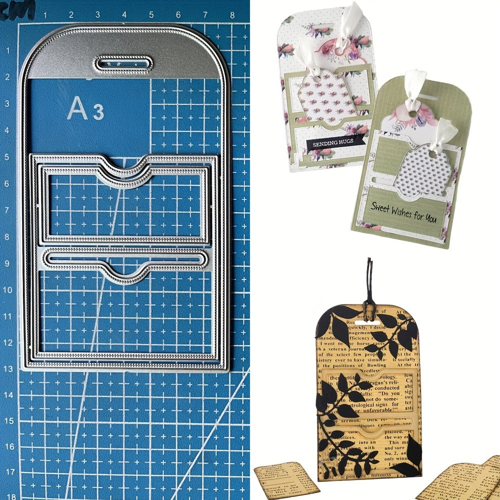 1pc Stitched Pocket Tag Set Metal Cutting Dies For DIY Album Paper Card