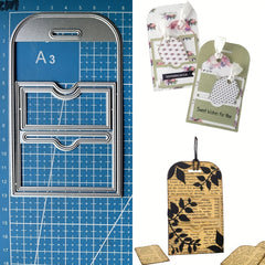 1pc Stitched Pocket Tag Set Metal Cutting Dies For DIY Album Paper Card