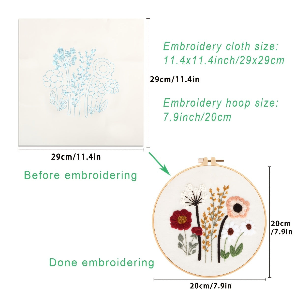 4pcs Flowers Plants Embroidery Kit 7 9 Inch Hoop