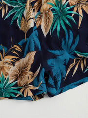 Girls Hawaiian Shorts Tropical Leaves Print Elastic Waist Beach Shorts