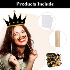 22pcs Selfie Props For Parties Kids & Adults - Birthdays Weddings Graduations
