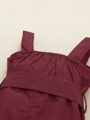 Girls Casual Button Up Cami Dress With Bow Belt