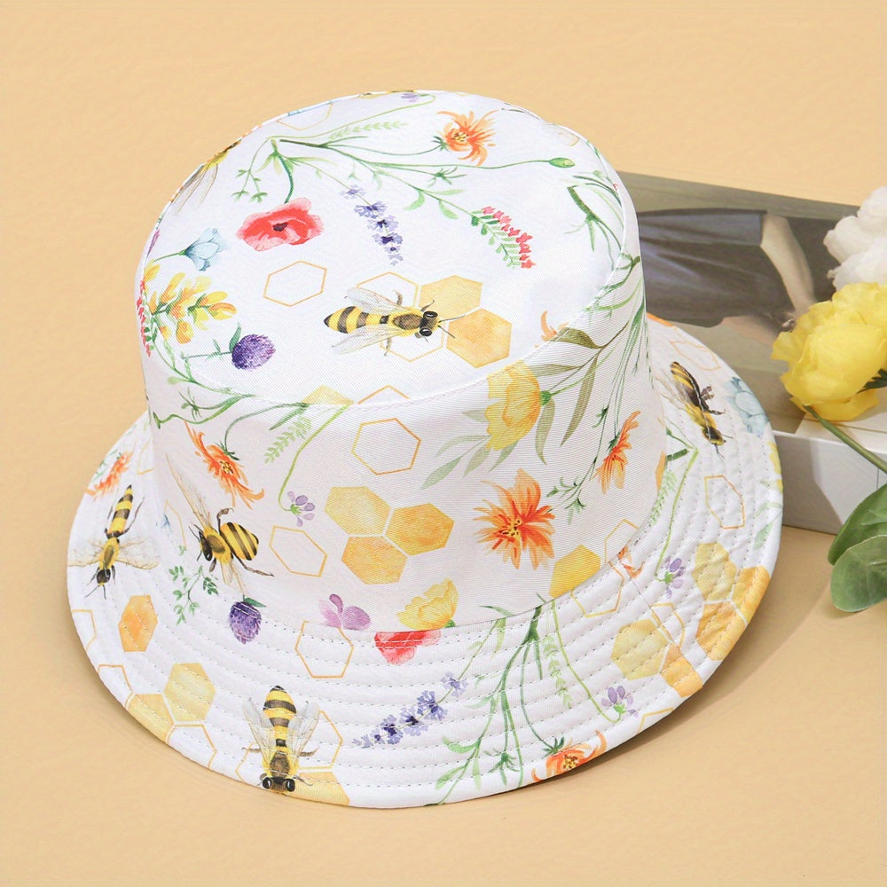 Double sided Honeycomb Print Casual Bucket Hat Unisex