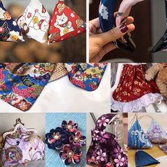 5pcs Japanese Style Cotton Fabric - DIY Quilted Kimono Doll Cloth