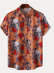 Autumn Men's Halloween Print Short Sleeve Shirt