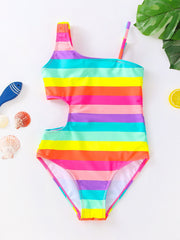 Toddler Girls Rainbow Striped One Piece Swimsuit