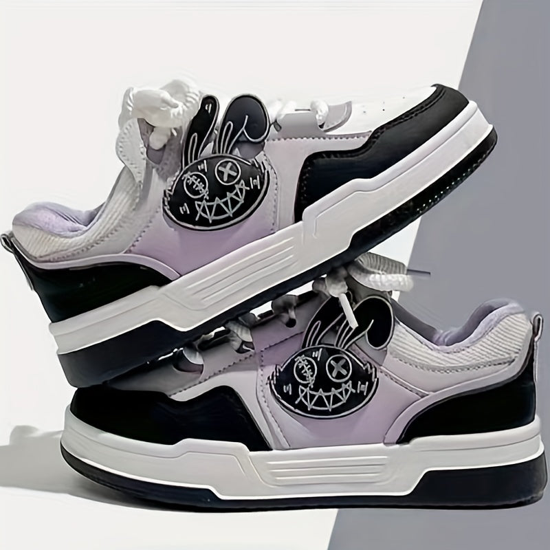 Women's Rabbit Lace-up Skate Shoes Lightweight Platform Sneakers