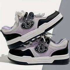 Women's Rabbit Lace-up Skate Shoes Lightweight Platform Sneakers