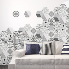 10pcs Geometric Flowers Hexagon Tile Stickers Waterproof Self-adhesive