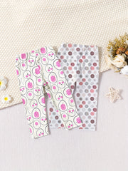 Special Fabric Girls Pants Cherry & Circle Print Girls Leggings 2pcs Set