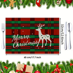 6pcs Christmas Tablecloths Heat Insulation Pad Napkin Set