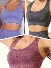 3Pcs Racer Back Sports Bra High Stretch Fitness Top