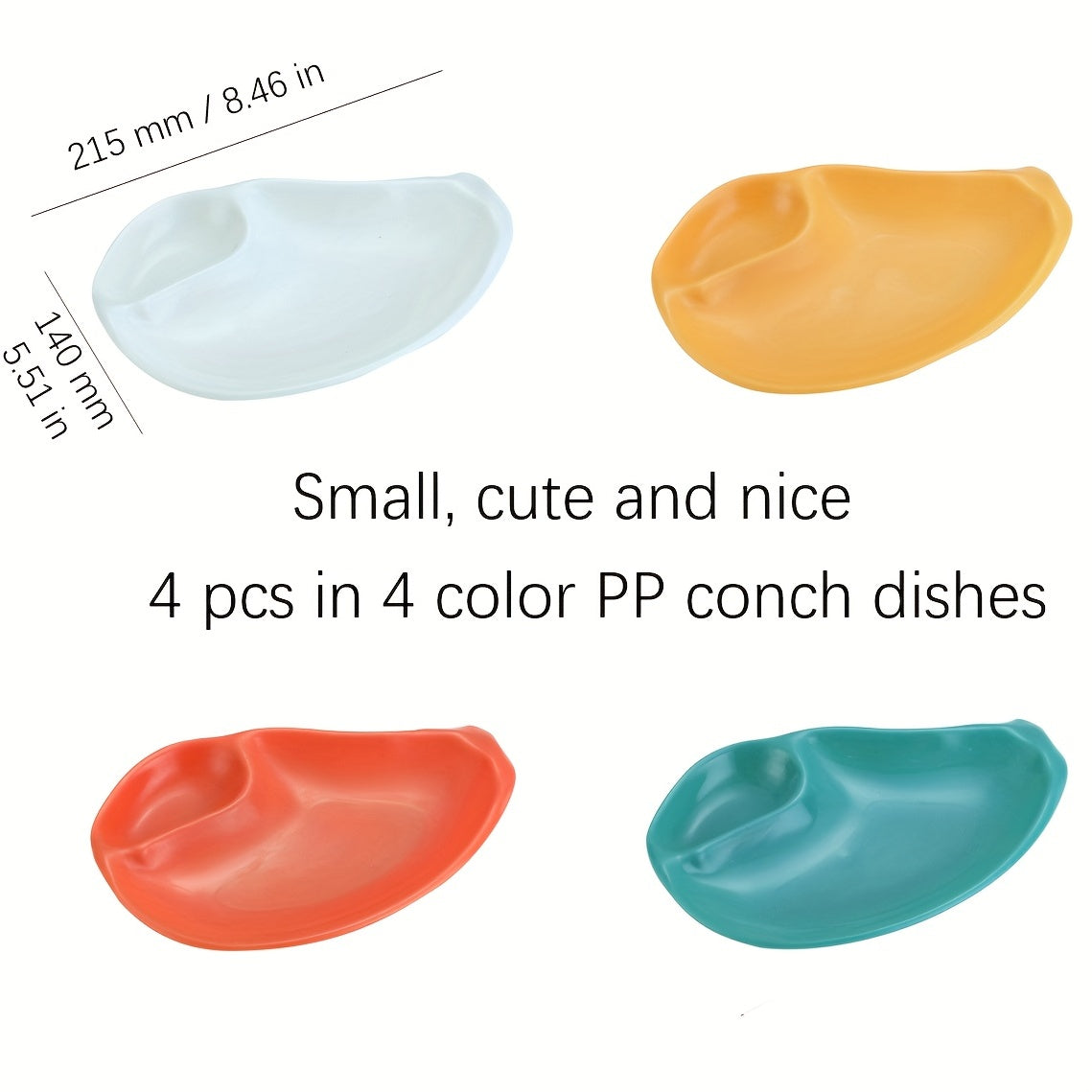 4pcs Shell Conch Square Dishes Small Food Plates for Camping
