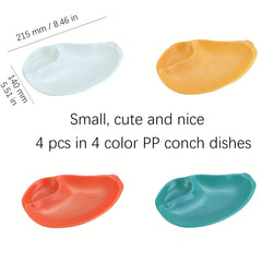 4pcs Shell Conch Square Dishes Small Food Plates for Camping