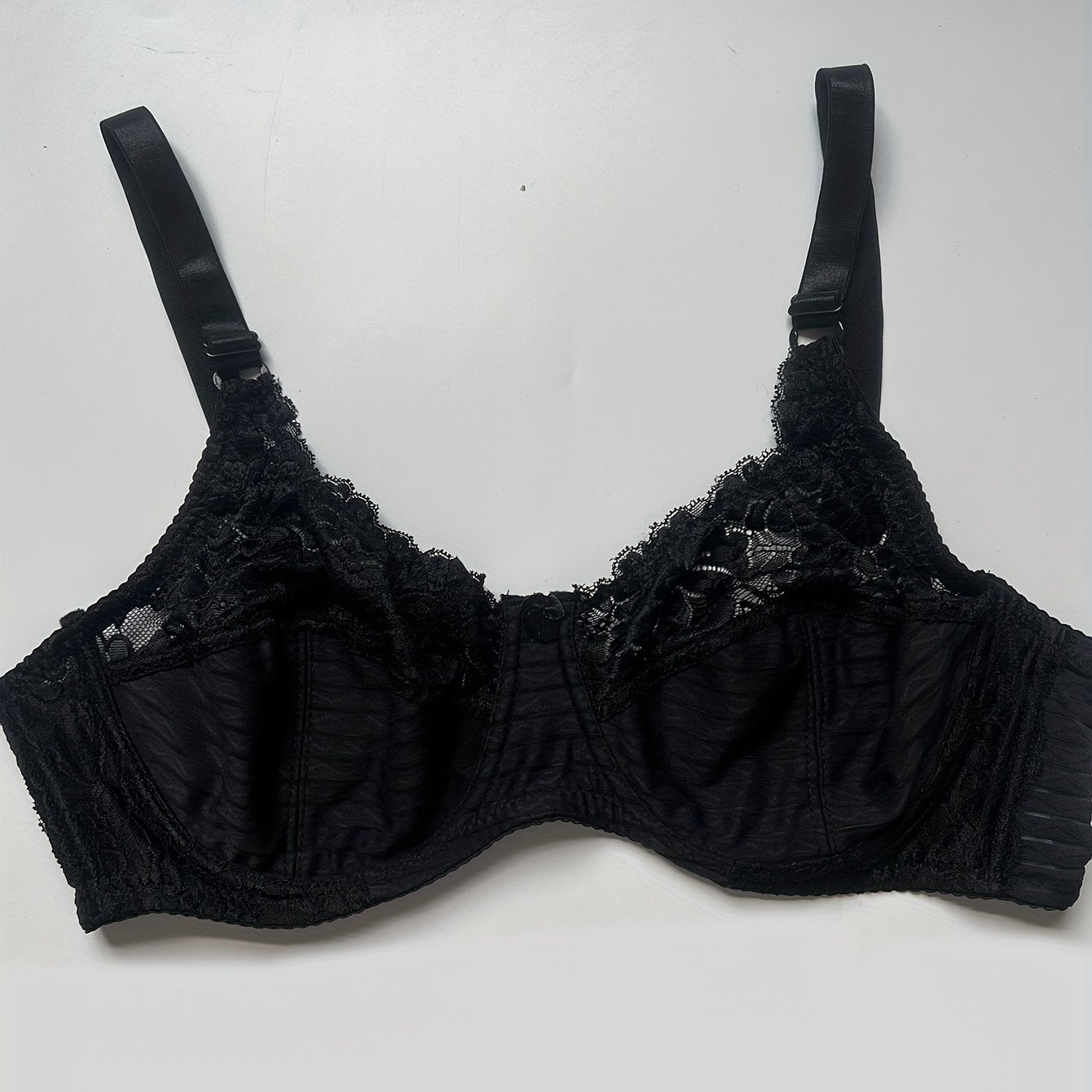 Women's Mini Bow Knot Lace Striped Underwire Bra Plus Size