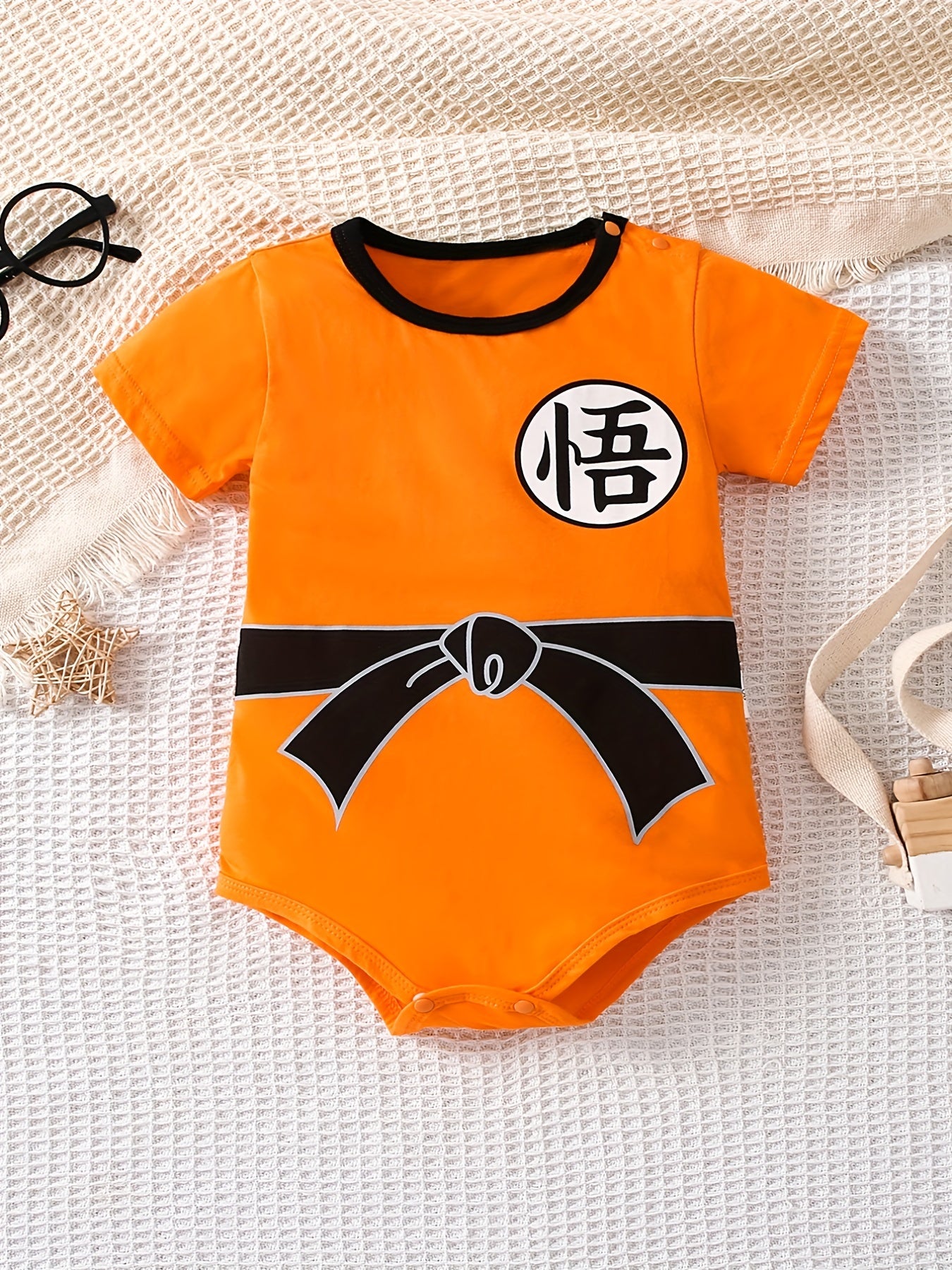 Anime Graphic Shoulder Buckles Baby Cotton Bodysuit