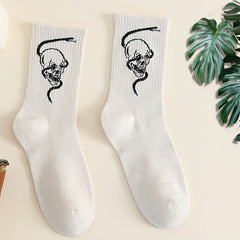 Gothic Skull & Snake Mid Tube Socks