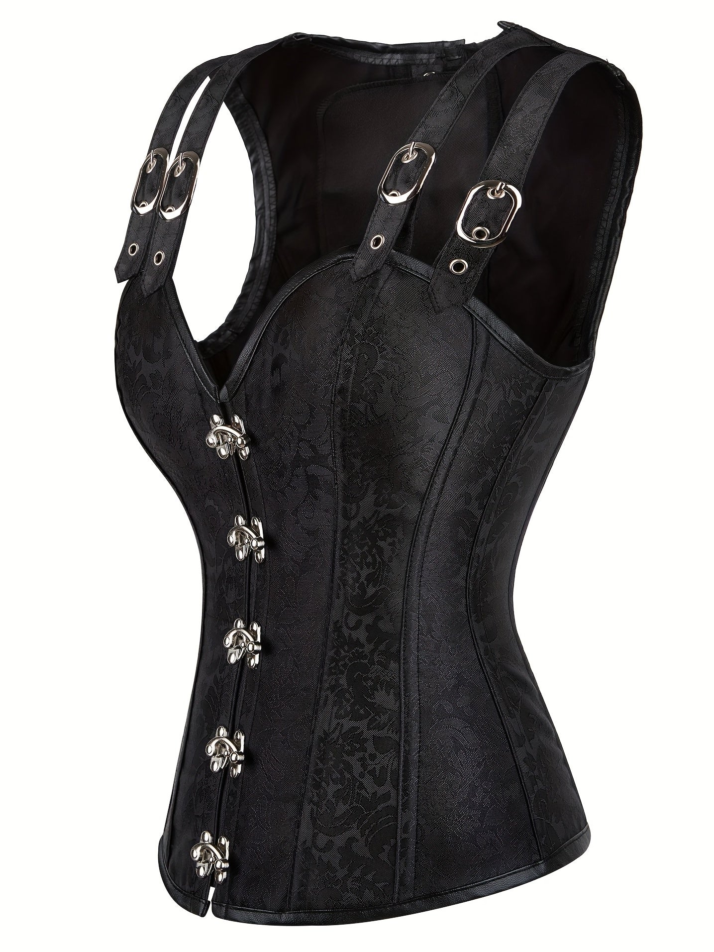 Jacquard Strapless Corset Bustier Retro Style Lace Up Body Shaper