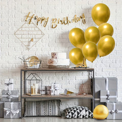 110pcs Golden Metal Chromium Latex Balloons With Ribbons for Parties Birthdays
