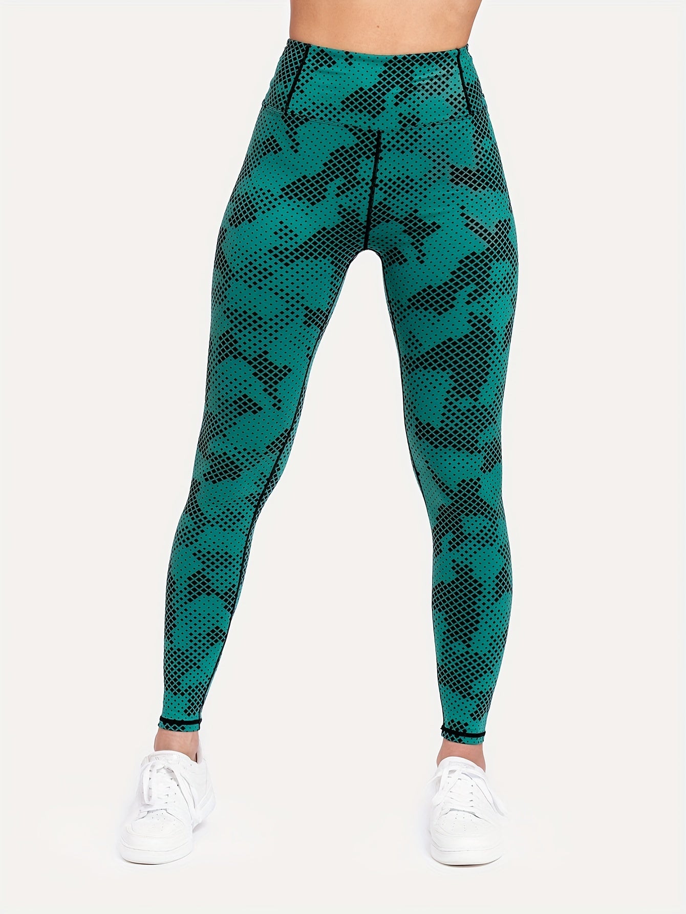 Sports Leggings Women's Plus Random Print High Rise