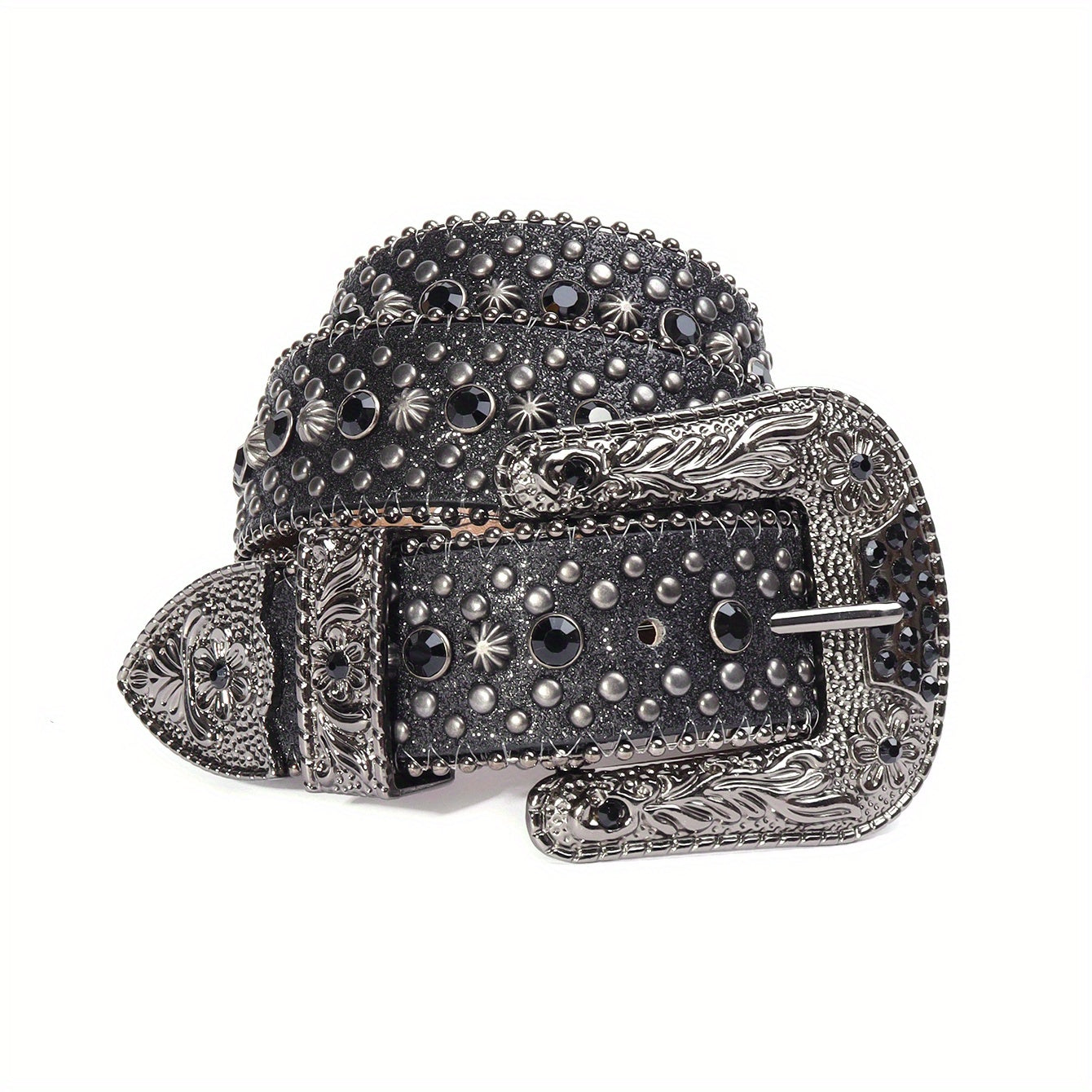 Sparkle Rhinestone Western Cowboy Leather Belt for Jeans Dress