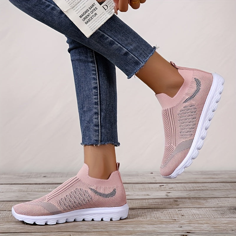 Women's Low Top Sock Shoes Knitted Slip On Walking Sneakers