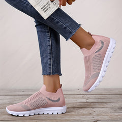 Women's Low Top Sock Shoes Knitted Slip On Walking Sneakers