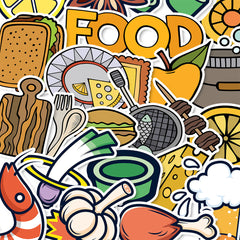 25pcs Food Cartoon Stickers for Phone Case Decoration